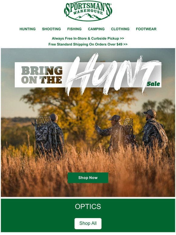 Sportsman's Warehouse Bring on the Hunt Sale Starts Now! Milled