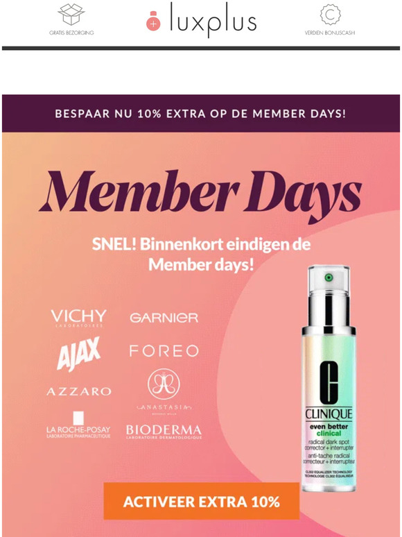 De MEMBER DAYS zijn in volle gang 🚀 10% korting op je HELE bestelling 😱