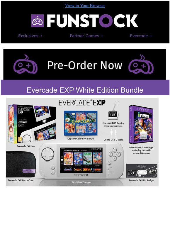 📣 PRE-ORDER NOW: Evercade EXP White Edition Bundle! 🤍