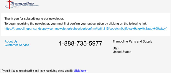 Newsletter subscription confirmation