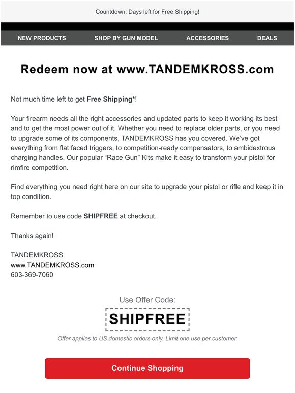 TANDEMKROSS: Last Chance for Free Shipping! | Milled