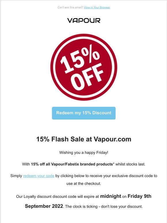 Vapour: 15% Flash sale is now active