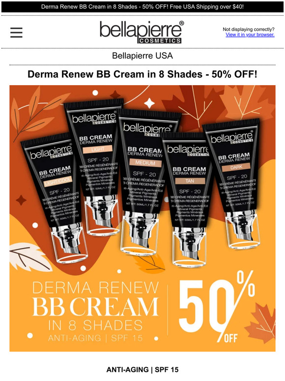Derma Renew BB Cream in 8 Shades - 50% OFF! - Bellapierre Cosmetics US