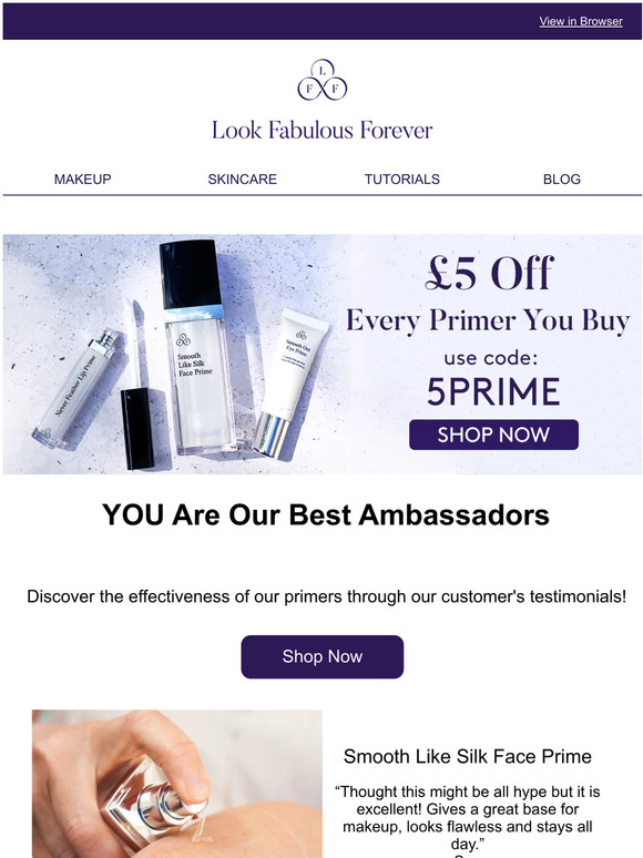 Look Fabulous Forever Final Hours £5 Off All Primers Milled