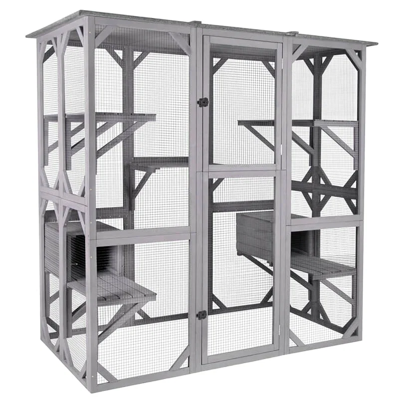 Aivituvin-AIR37 Walk-in Extra Large Outdoor Cat Enclosure Connected To House