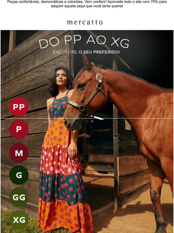 Do PP ao XG : compre por tamanho!