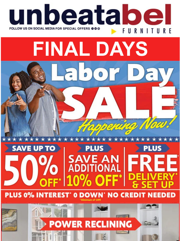 Bel Furniture's Labor Day Sale - Final Days