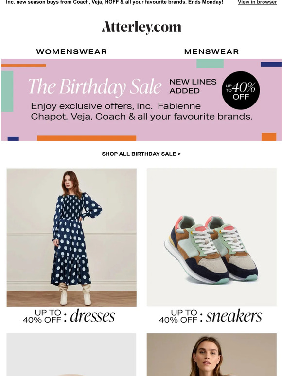 The Birthday SALE : new lines added up to 40% off