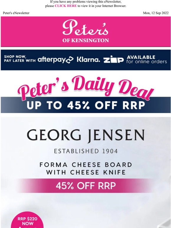 Peter's of Kensington Up To 45 OFF RRP Jensen Forma Cheese