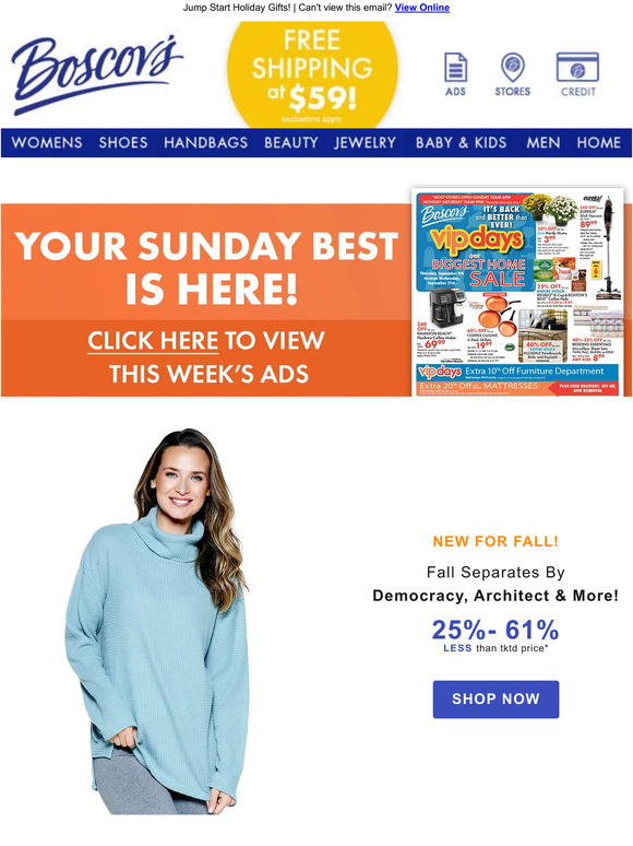 Boscov's Your Sunday Best is Here with up to 75 less Milled