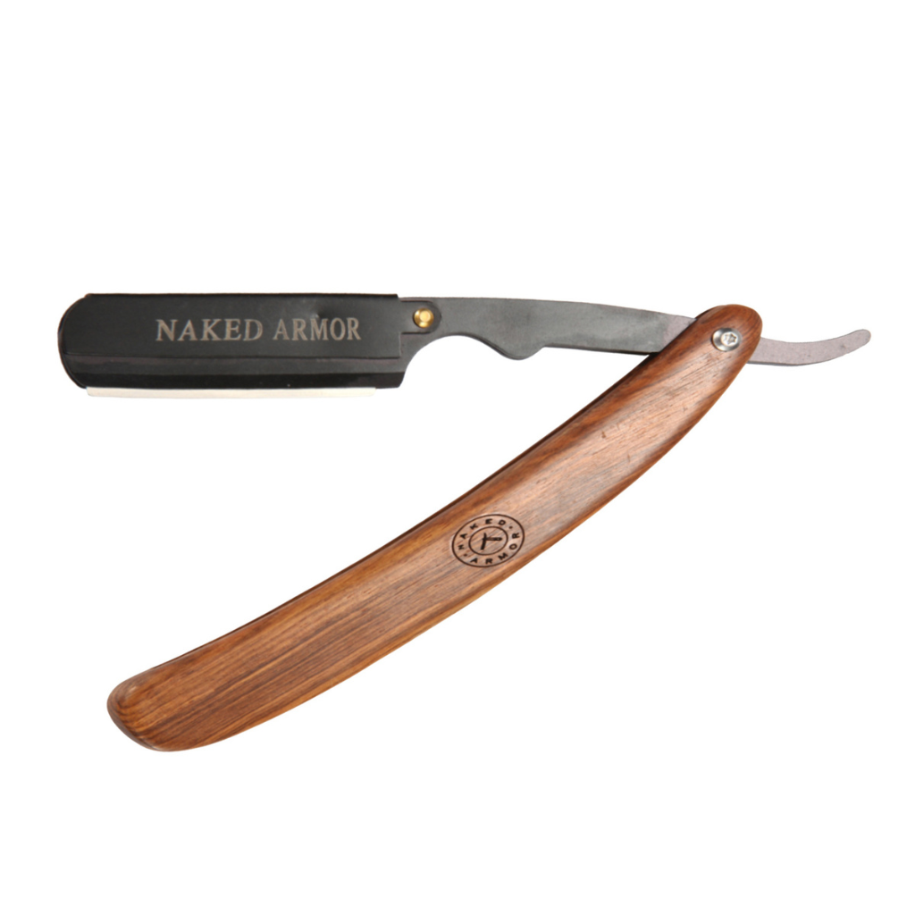Naked Armor Brandelis Shavette Mahogany Wood Japanese Stainless Steel Shoulder and Tang