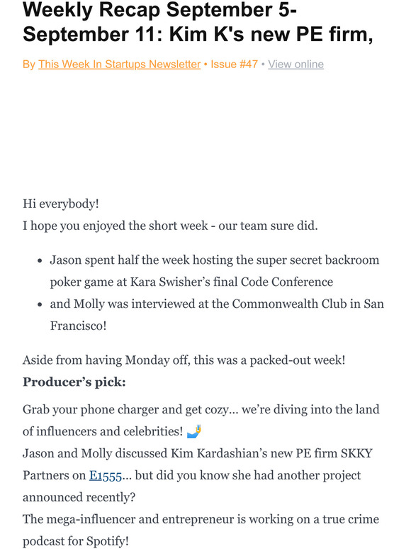 Weekly Recap September 5-September 11: Kim K's new PE firm,