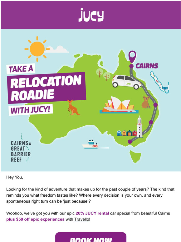 Get 20% off your Cairn Relocation Roadie with JUCY ☀