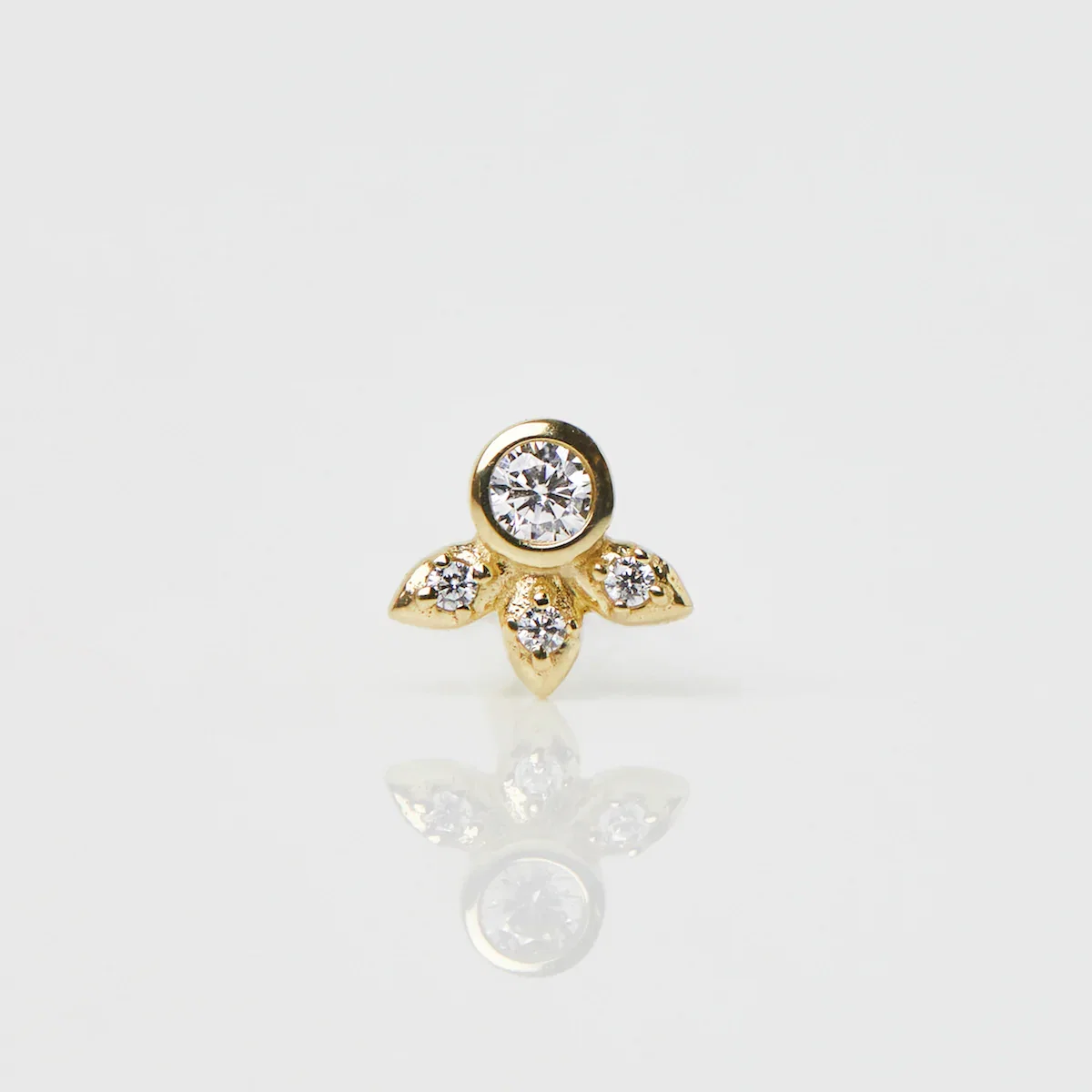 Image of Stone and Leaf Earrings In 14k Solid Yellow Gold