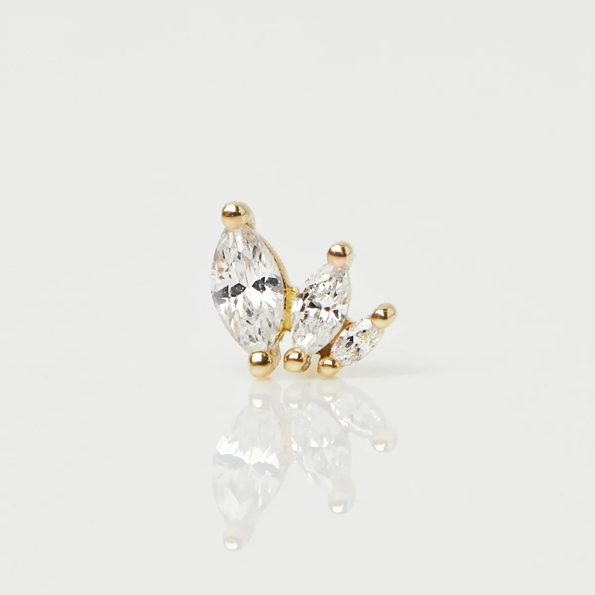 Image of Triple Marquise Multisize Earrings In 14k Solid Yellow Gold
