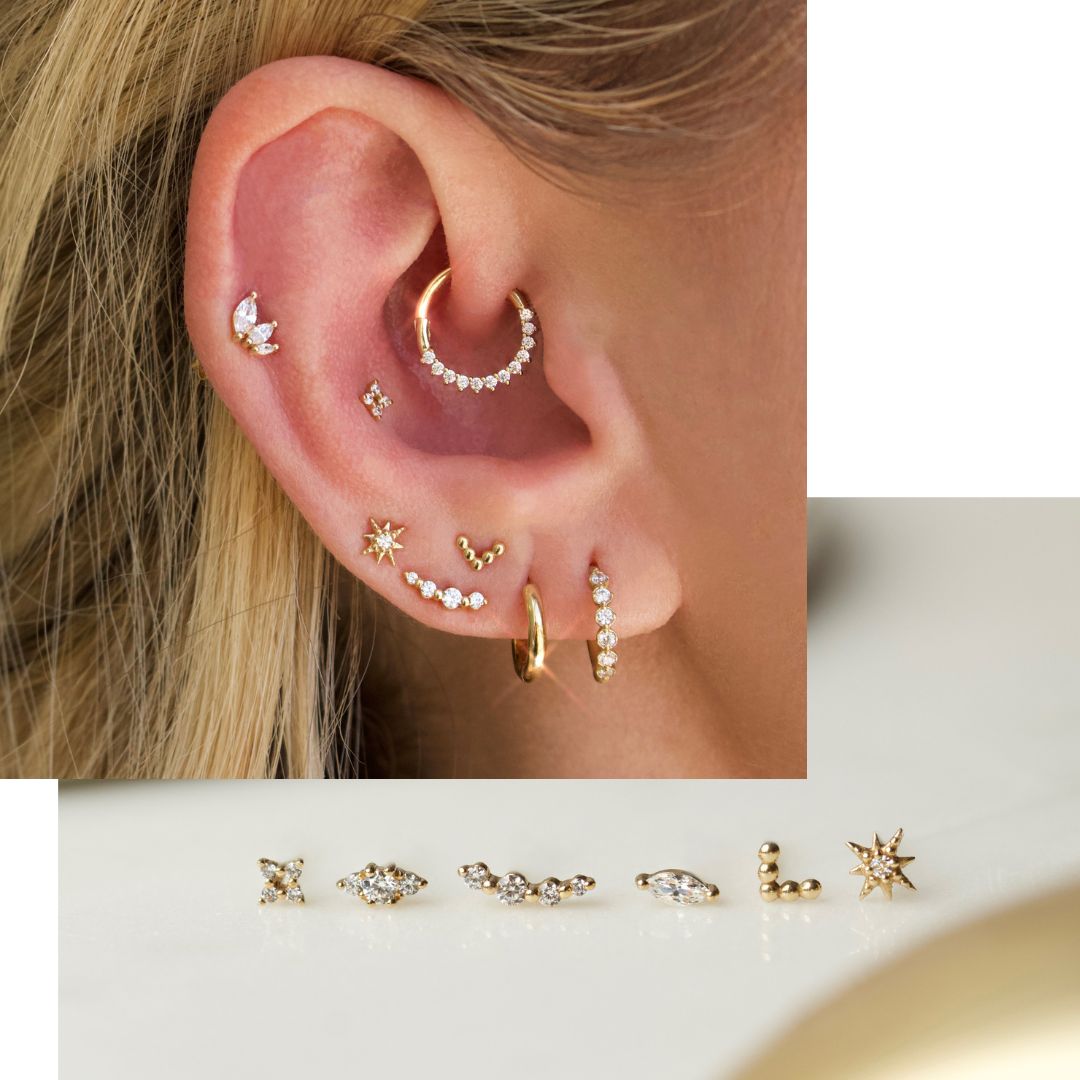 Carrie Elizabeth ear party - new in stackable hoops, cuffs, studs, huggies & creepers all designed to wear and style together