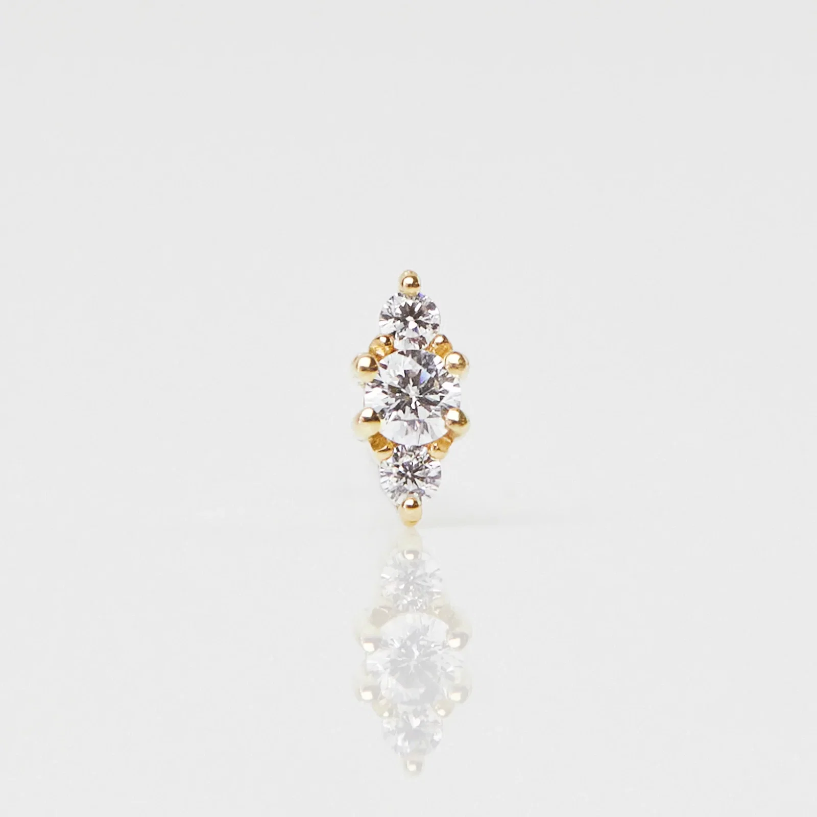 Image of Triple Stone Earrings In 14k Solid Yellow Gold