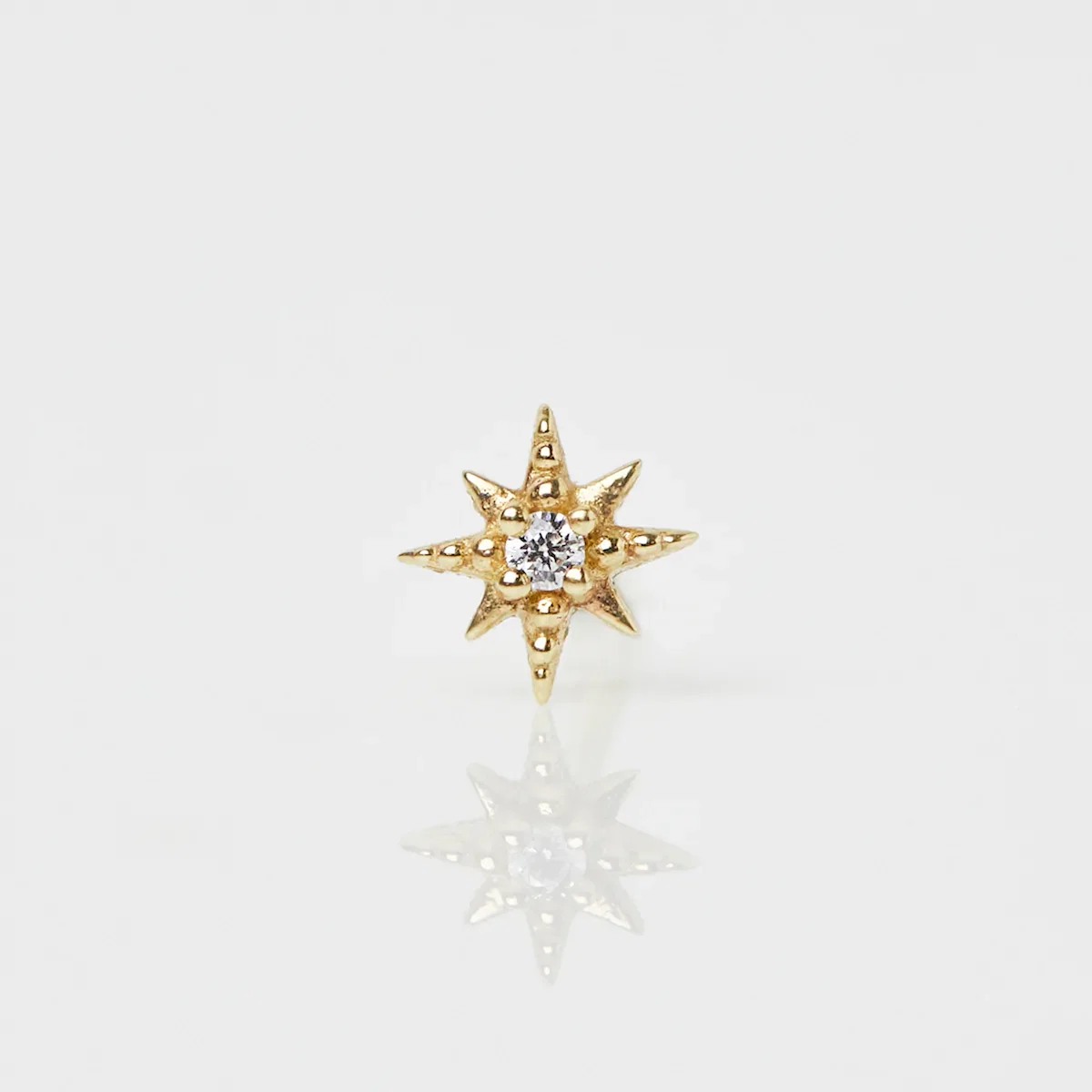 Image of CZ Star Stud Earrings In 14k Solid Yellow Gold