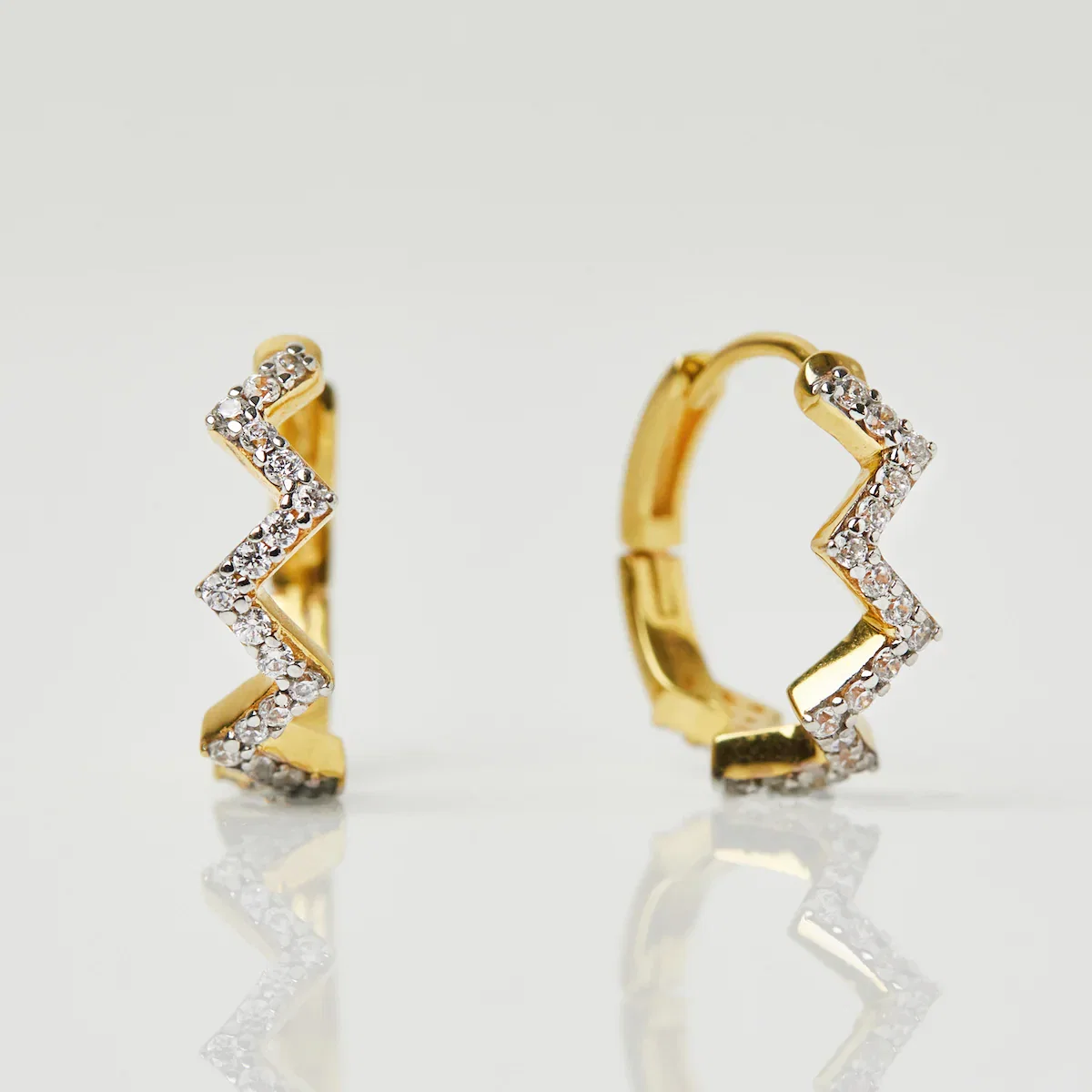 Image of Zig Zag Hoops In Gold Vermeil