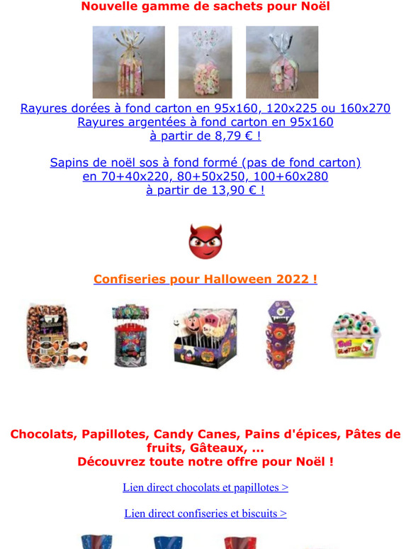 Nouvelle gamme de sachets pour Noël et confiseries pour Halloween  !