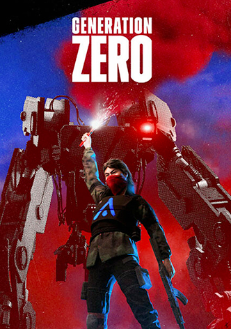 A woman holds a flare and rifle behind her a war robot lurks.