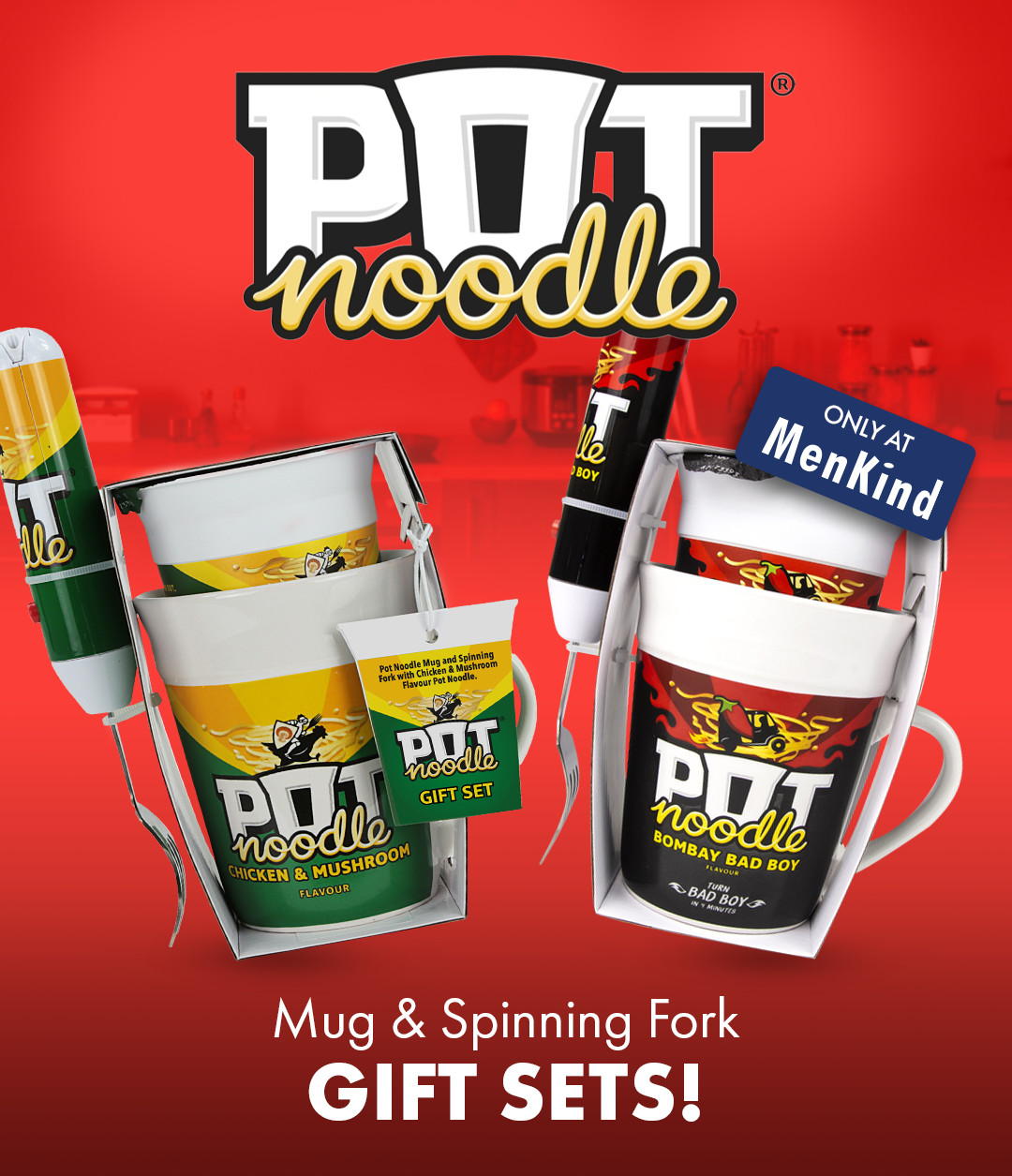  Pot Noodle Mug and Spinning Fork Gift Sets!