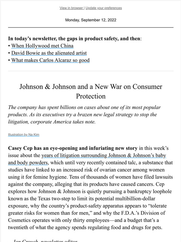 The New Yorker: Johnson & Johnson and a New War on Consumer