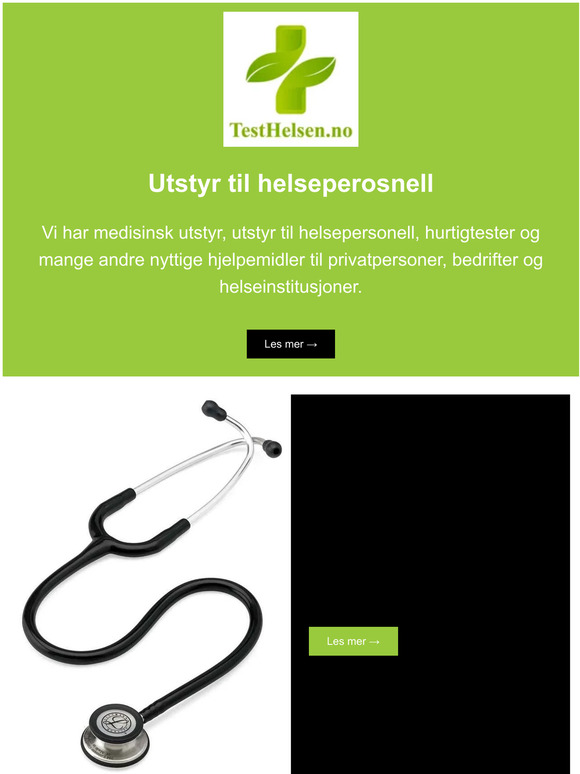Utstyr til helsepersonell og privatpersoner. Rask levering!
