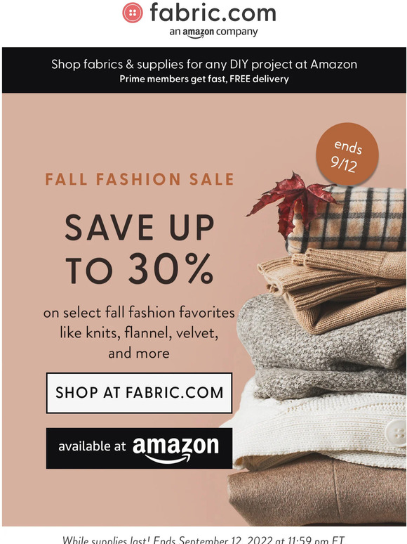 🍂 Up to 30% Off Fall Fabrics 🍂