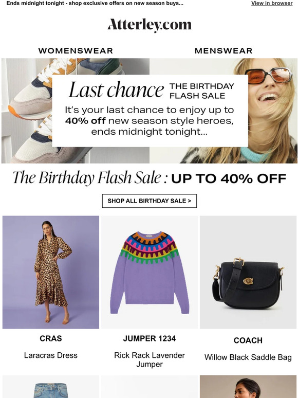 Last chance! Up to 40% off in The Birthday Flash SALE