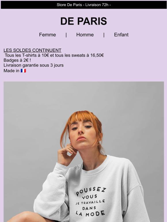 Tous les t-shirts à 10€ et les sweats à 16,50€🚀Des modèles pour toute la famille🌈Livraison sous 3 jours garanties