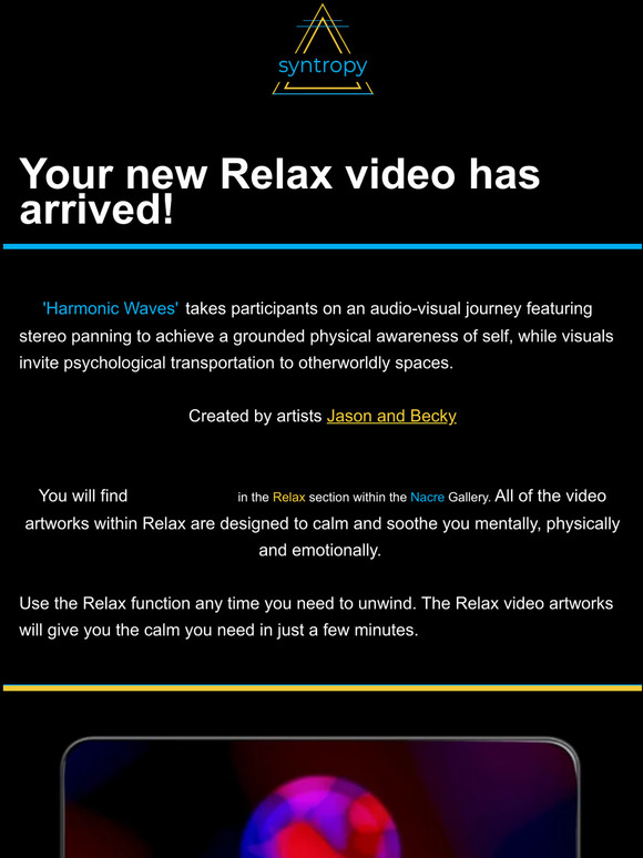 Don't miss the new Relax video in Syntropy!