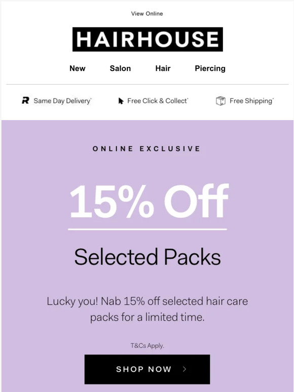 Hairhouse Warehouse OMG...15 Off Selected Packs 😱👉 Milled