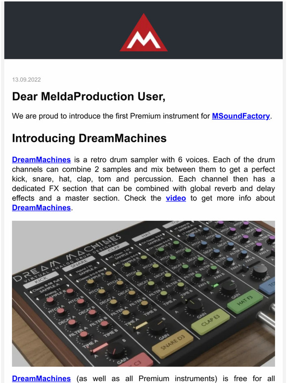 Introducing DreamMachines, a new retro drum sampler for MSoundFactory