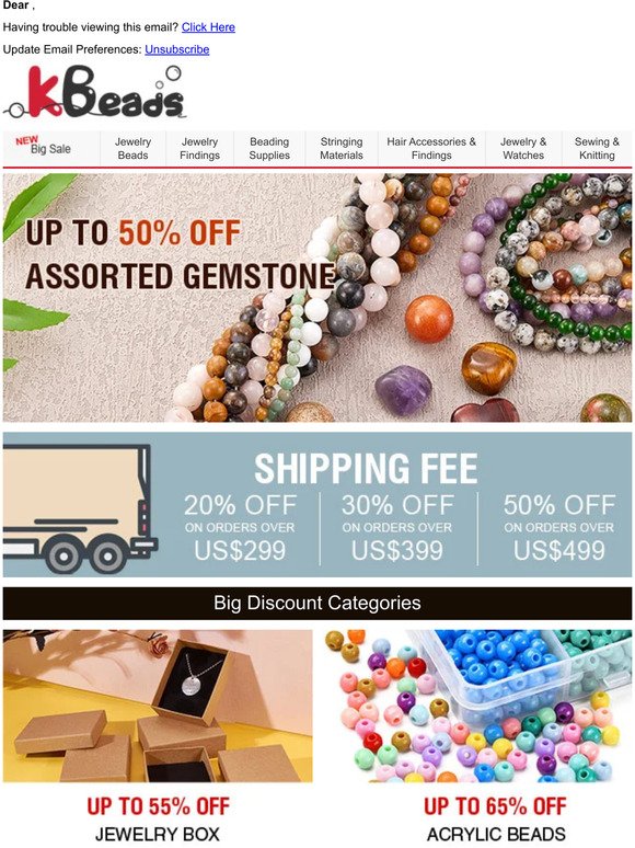 Up to 50% OFF on Assorted Gemstone Beads + 50% OFF Shipping Fee Discount