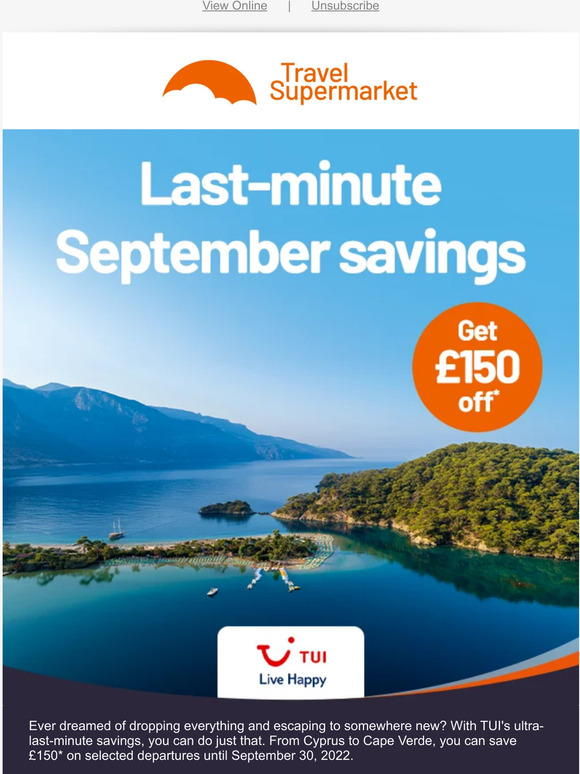 TravelSupermarket: Get £150 off* ultra-last-minute holidays ⏰ | Milled