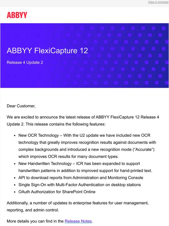ABBYY FlexiCapture 12 Release 4 Update 2