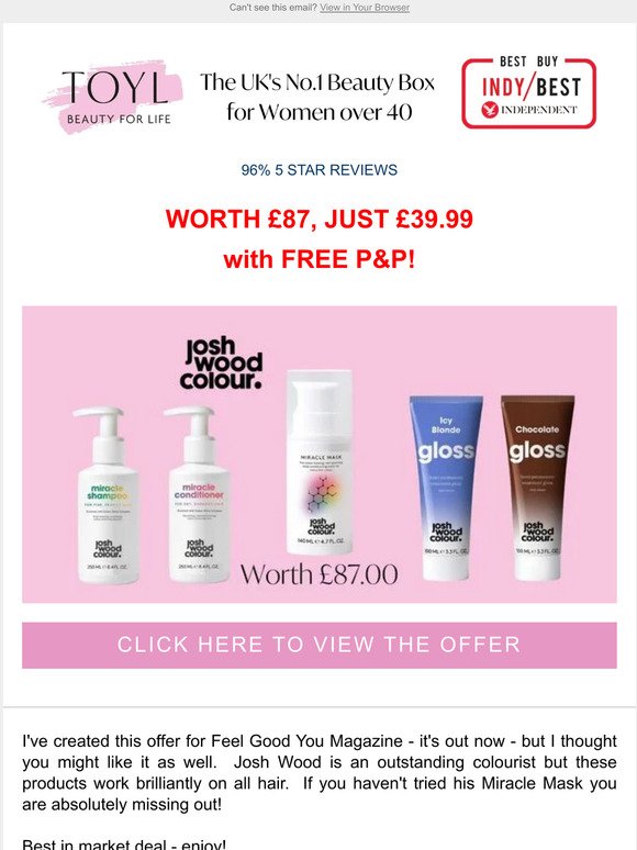 Over 50% off Josh Wood Hair Care