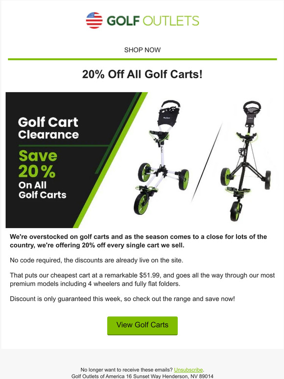 All Golf Carts - 20% Off at Golf Outlets