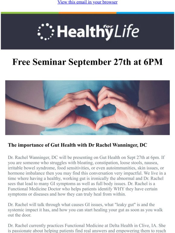 Free Seminar with Dr. Rachel Wanninger, DC on Gut Health