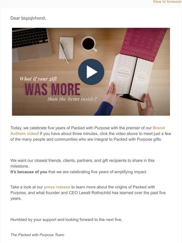 Celebrate 5 Years of Gifting Better with Packed with Purpose