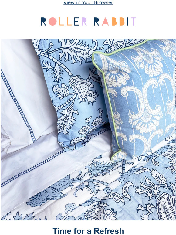 Roller Rabbit Meet Our Bluebell Bedding Milled