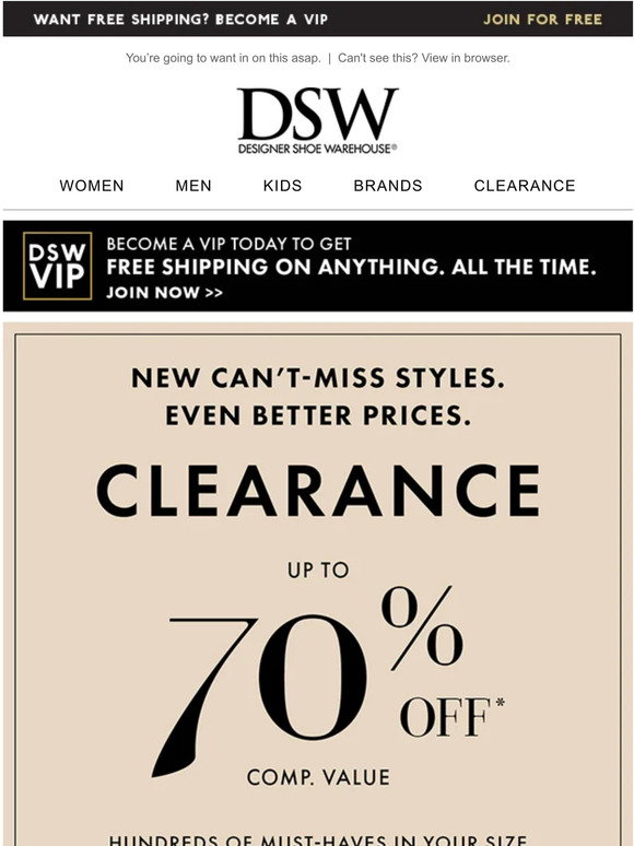 DSW NEW clearance styles. Milled