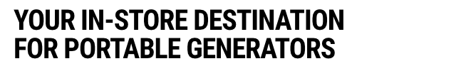 THE IN-STORE DESTINATION FOR PORTABLE GENERATORS