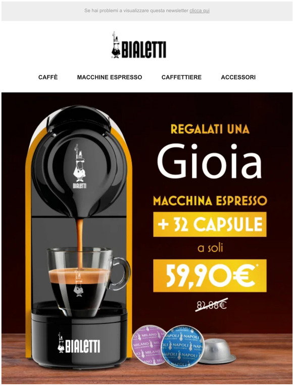 Gioia Bialetti - Macchina da Caffè Espresso con 4 box di capsule a