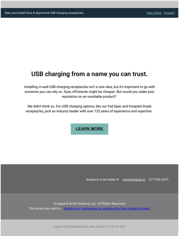 USB charging devices from the inventor of the GFCI receptacle.