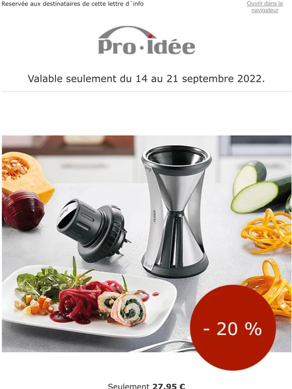 20 % sur le taille-légumes : votre promo spéciale