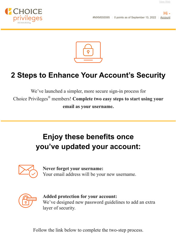 Choice Hotels Verification Needed for Your Choice Privileges Account