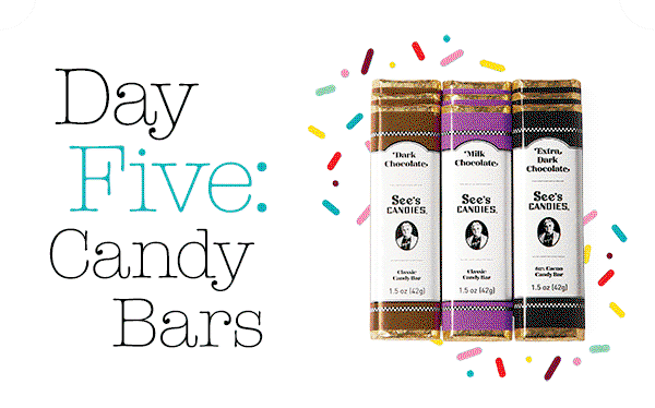 Mary See’s Birthday Daily Deal Day Five: Candy Bars