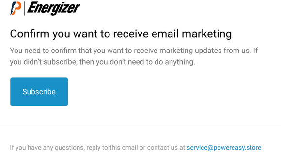 Confirm you want to receive email marketing